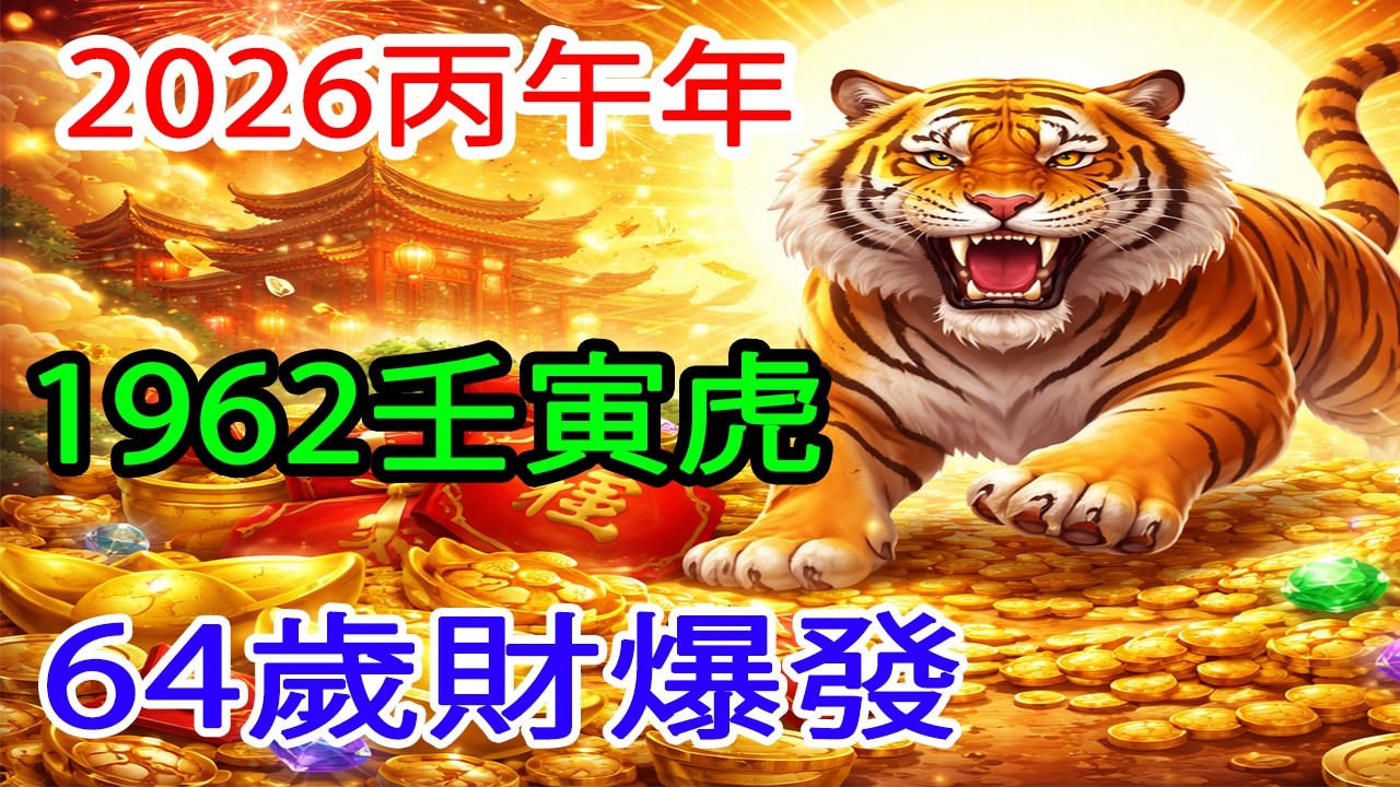 老天點名1962壬寅虎！64歲命門炸開，丙午年財氣沖天，誰也擋不住！#壬寅虎 #1962生肖虎 #2026轉命年 #財運翻倍 #生肖運勢 #富貴將至