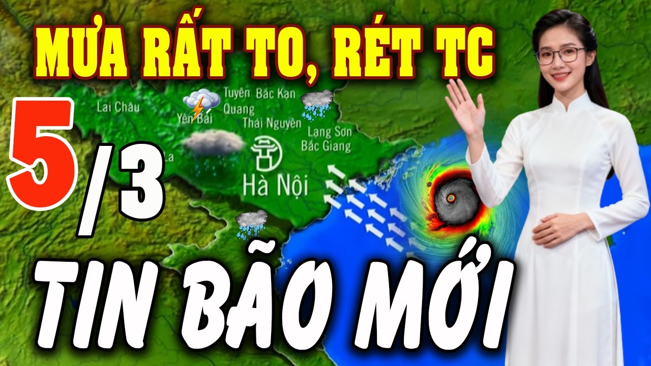 🔴[Trực Tiếp] TIN BÃO KHẨN 5/3: Áp thấp , gió mạnh,mưa rét diện rộng#thoitiet