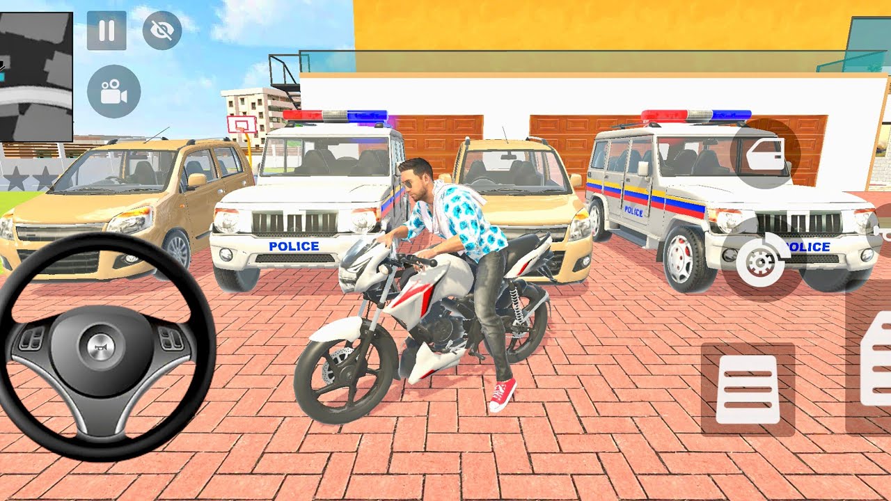 Franklin parked the police car and G wagon R car inside the house 🤩 Indian bikes and cars game video