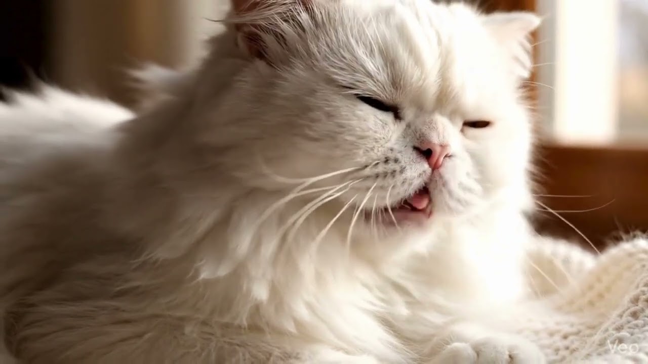 Deep Purring ASMR: Fluffy White Cat Therapy for Sleep & Anxiety 🐾
