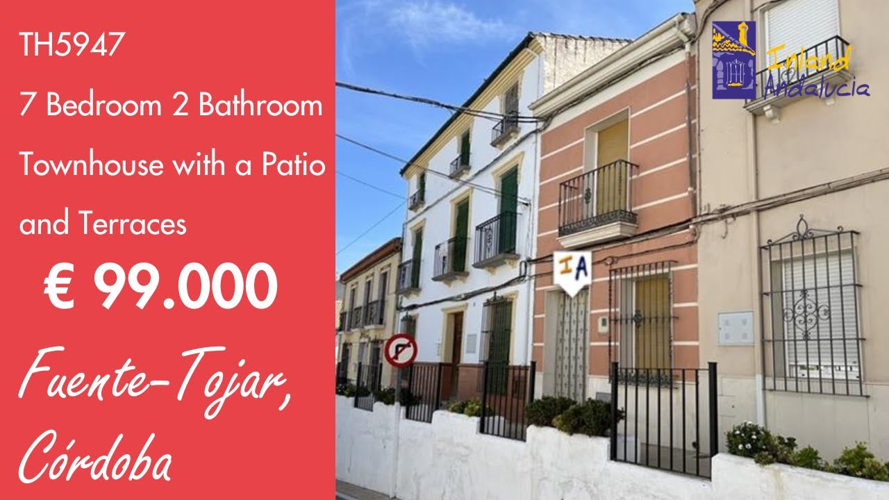 99K, 7 Bedroom 2 Bath Townhouse, Patio & Terraces Property for sale in Spain inland Andalucia TH5947