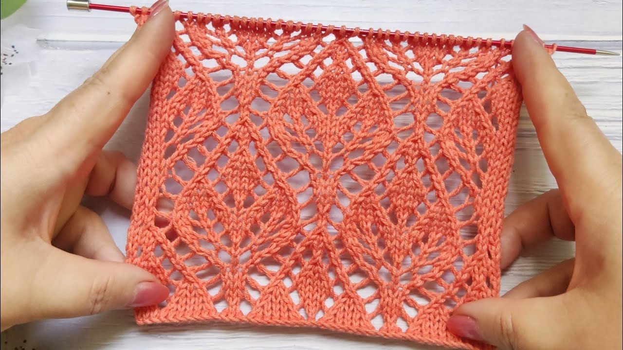 Lace Leaves Stitch | Ajour-Blattmuster stricken | Punto Foglie Traforate| Point de Feuilles Ajourées