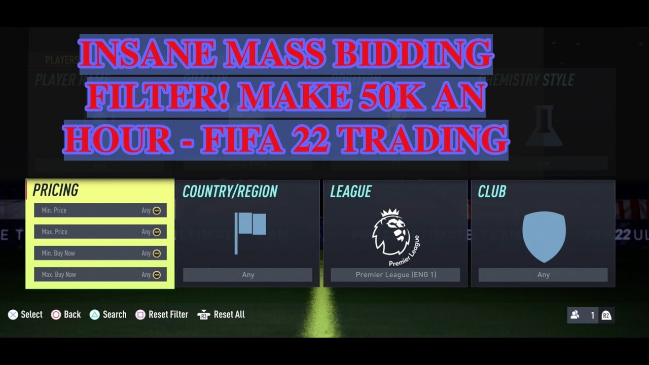 FIFA 22 TRADING TIPS - INSANE MASS BIDDING FILTER! MAKE 50K AN HOUR - FIFA 22 TRADING!