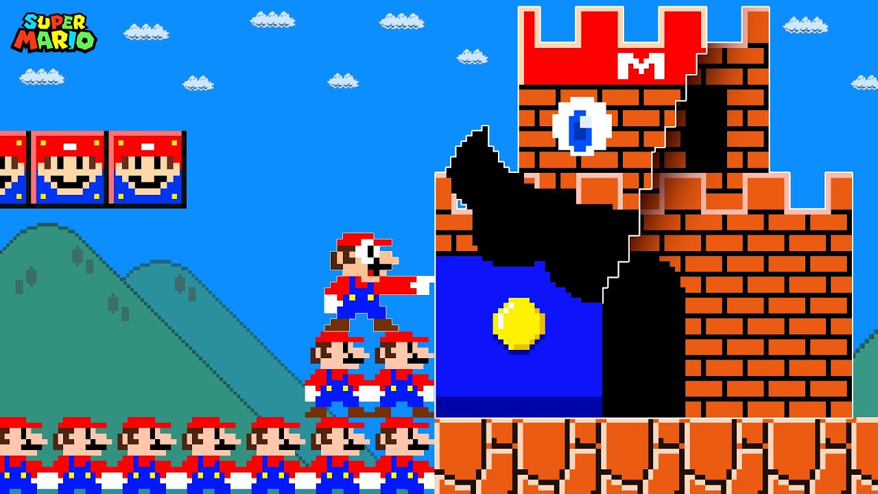 Super Mario Bros. But When Everything Mario Touches Turns To Mario?