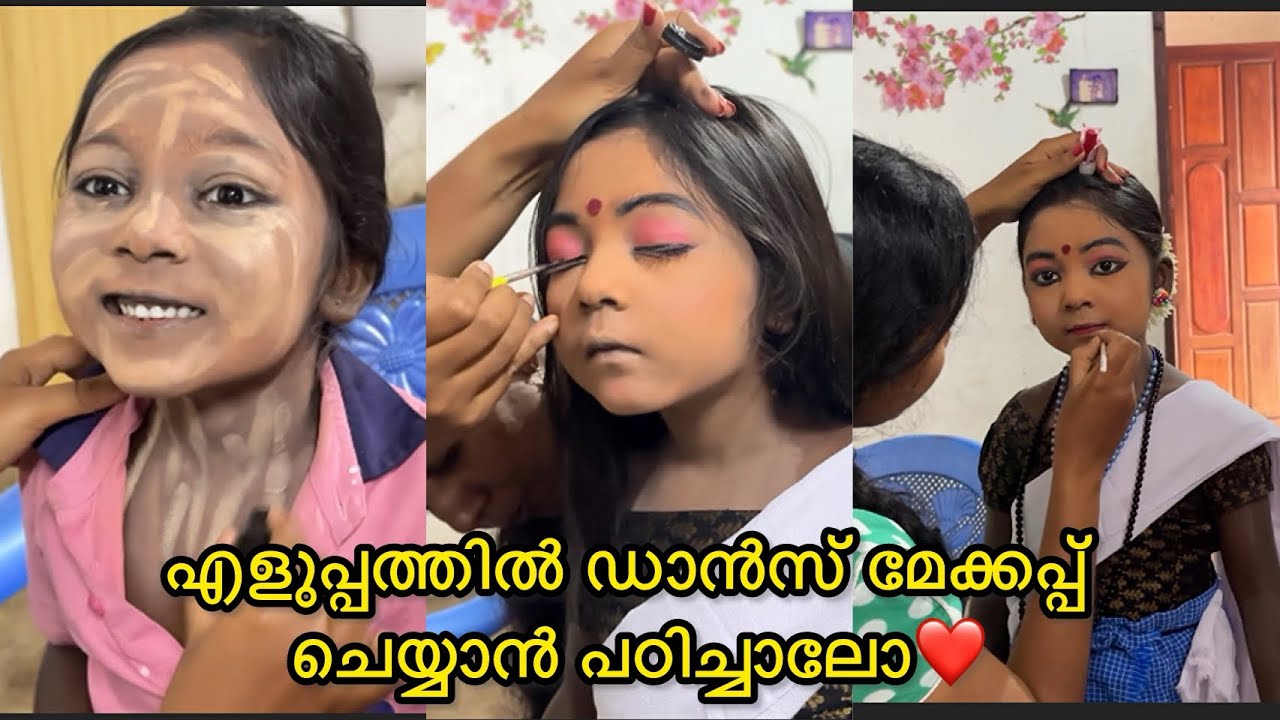 നാടോടിനൃത്തം മേക്കപ്പ് ചെയ്യാൻ ഇത്ര എളുപ്പമോ?😱 Folk Dance Makeup, Hairstyle & Dressing | School 