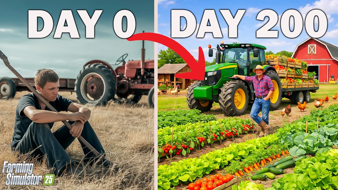 I Survived 200 DAYS on the FLAT MAP with $0 ! Here's What Happened!? Farming Simulator 25