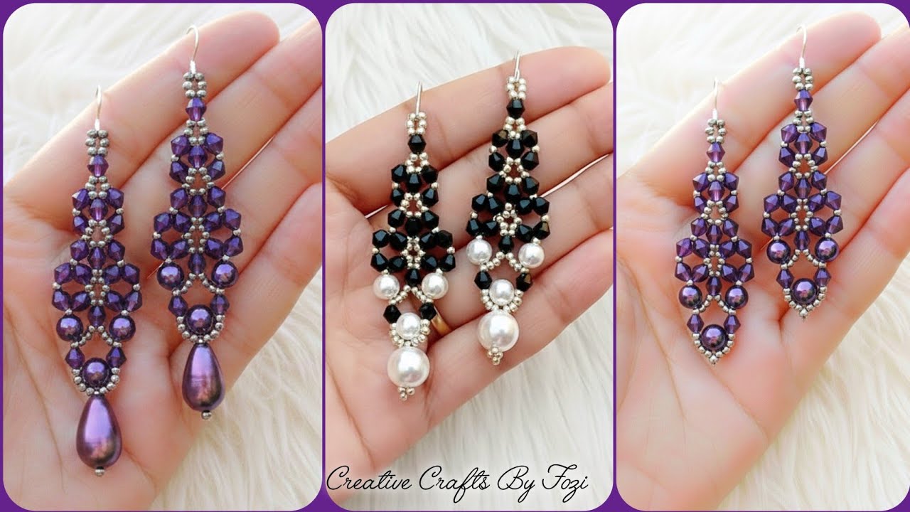 How to make Gorgeous Beaded Earrings (Step-by-Step) 💜💎