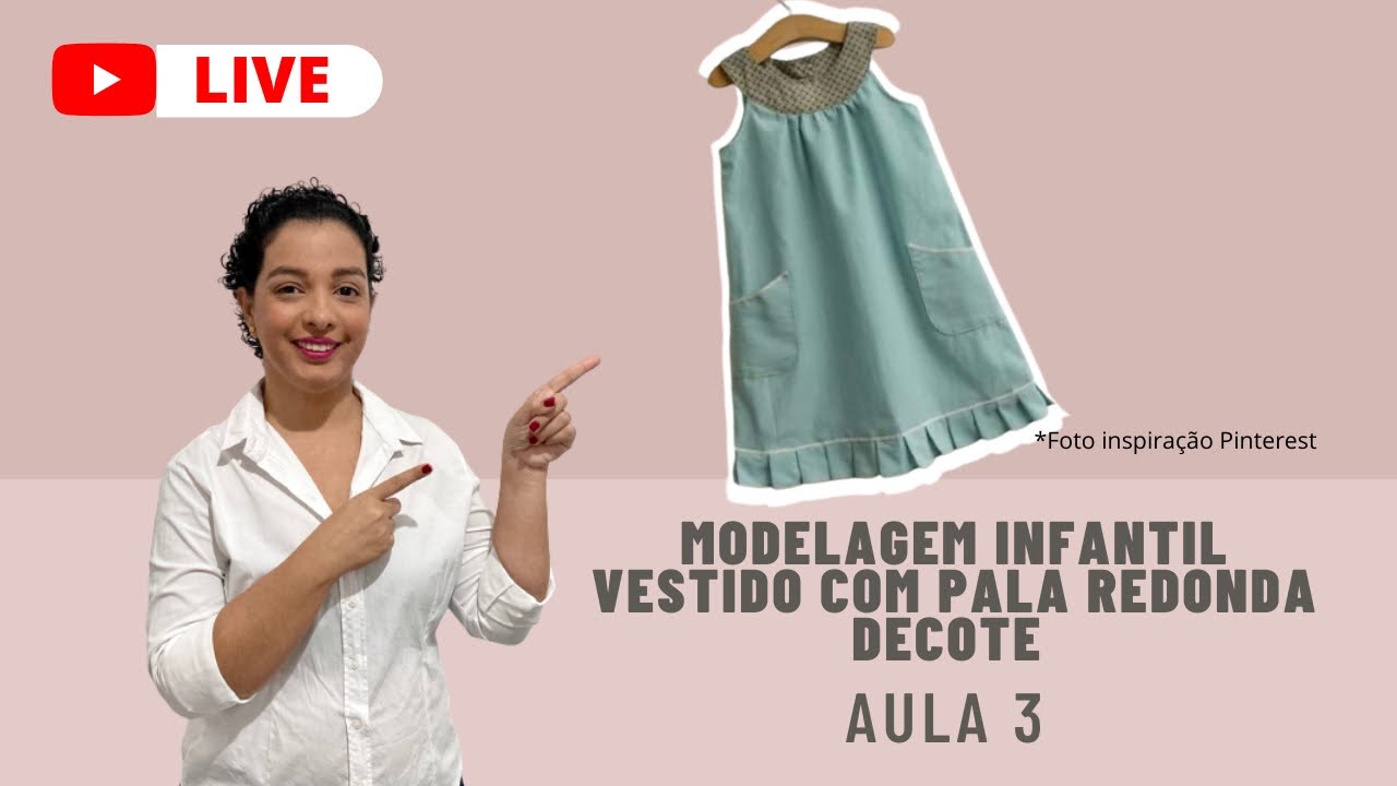 Vestido Infantil com Pala redonda no decote MODELAGEM DIY