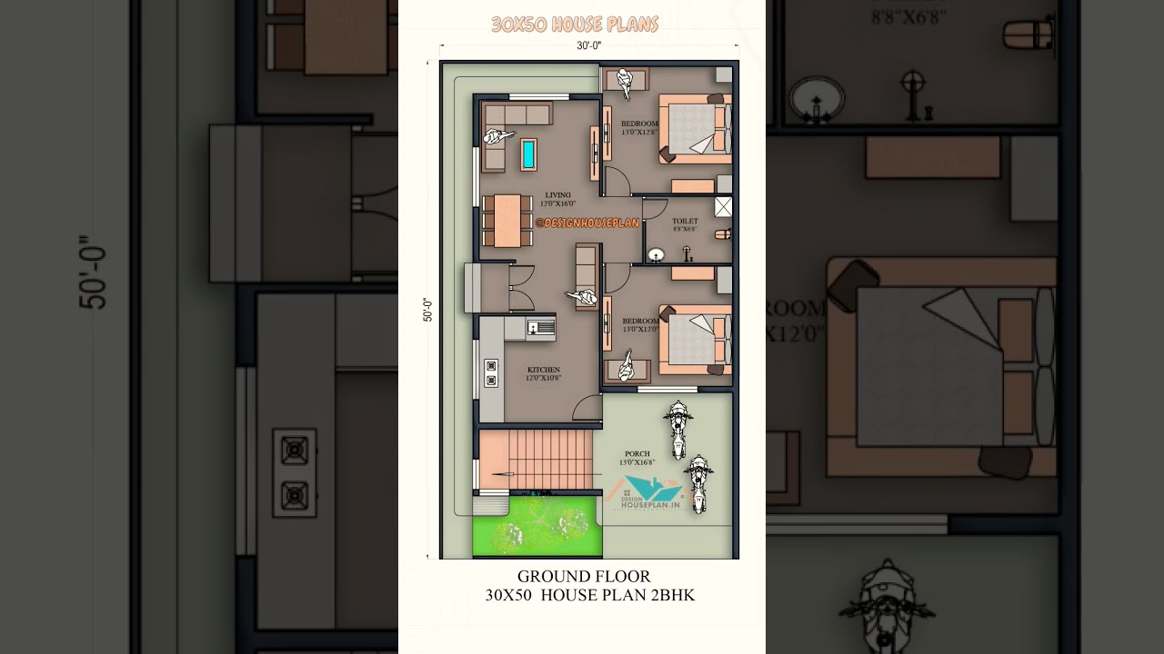 30x 50 house design 1500 sqft house plan 150 gaj house design #2bjk #3bhk #houseplan #30x50houseplan