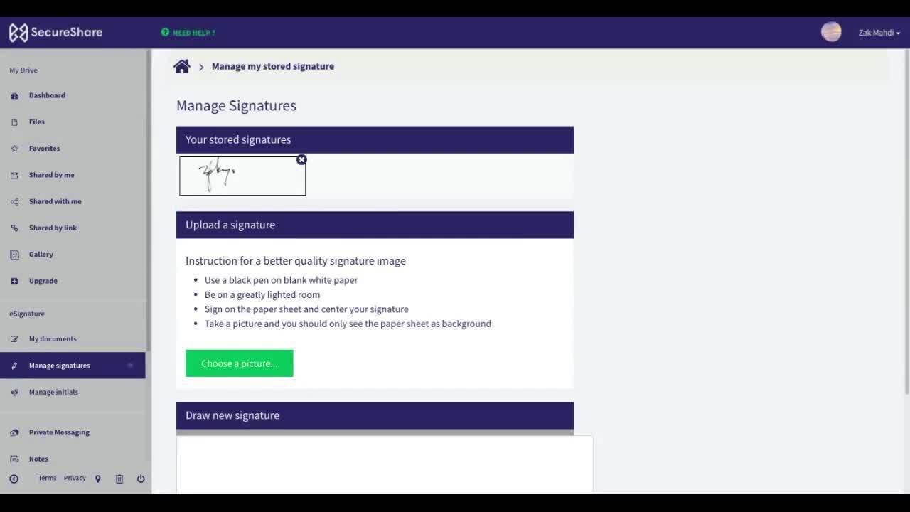 Secure Share - E-Signature