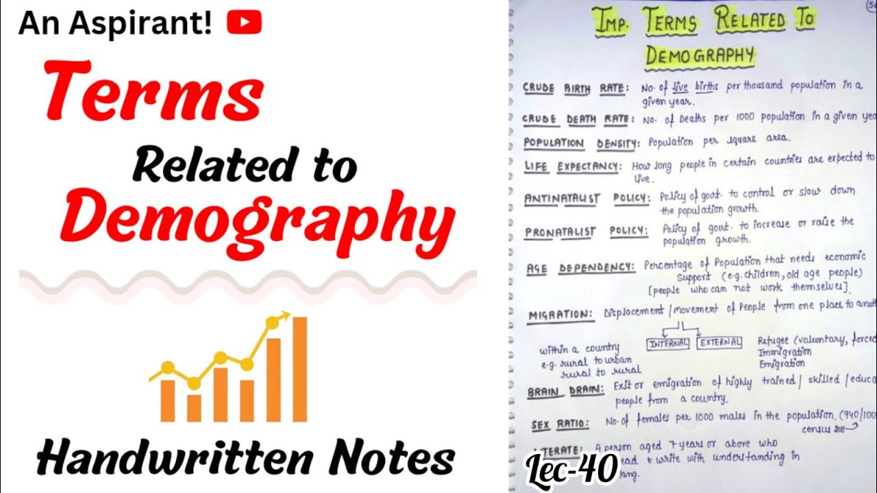 Imp. Terms related to Demography || Indian Economy || Handwritten notes  || Lec.40 || An Aspirant !