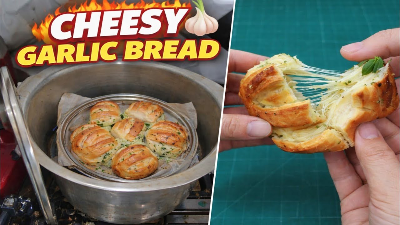 Homemade cheesy garlic bread @NadiyaTanvir 
