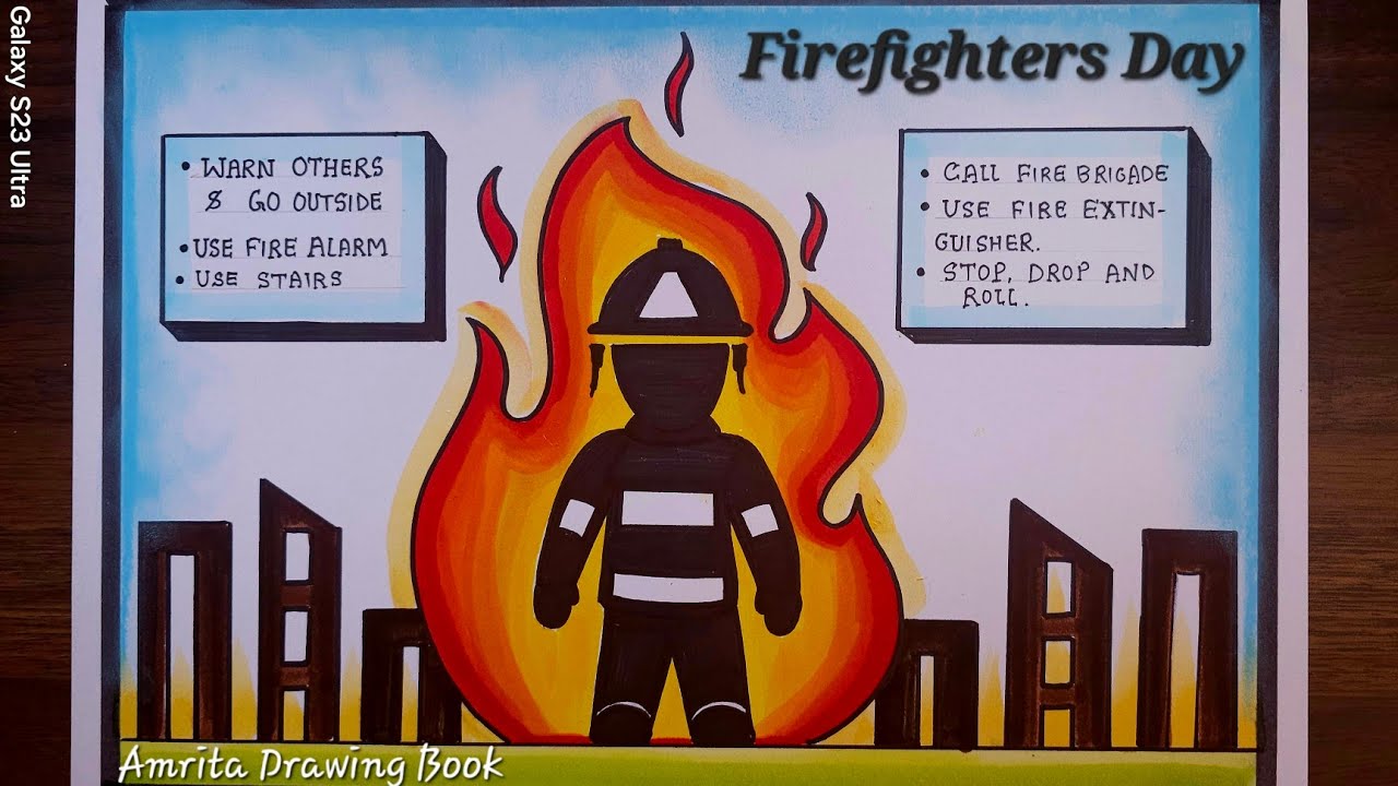 Fire Safety Drawing | Safety Drawing | Fire Safety Measures | International Firefighters Day Drawing