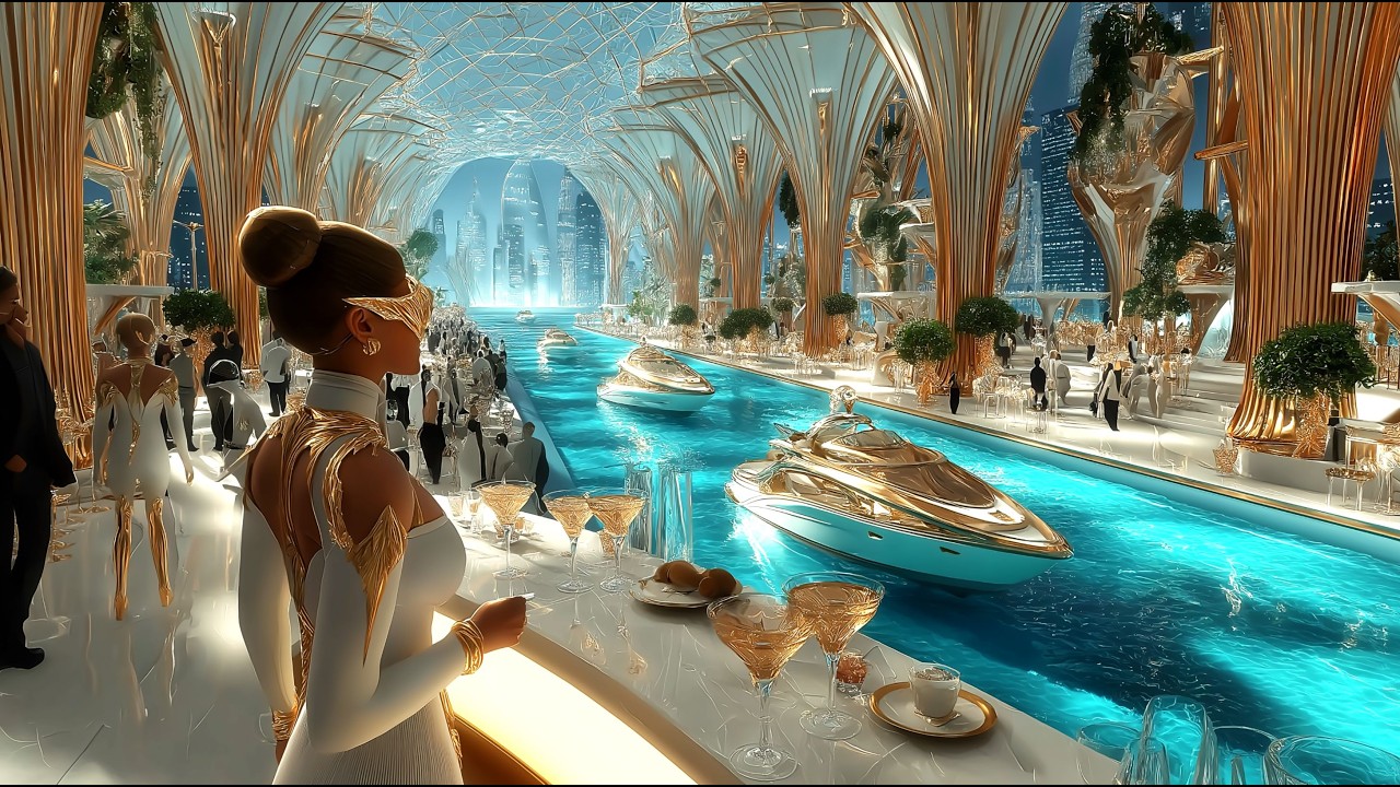 Golden Future Cities 4K 🌆 Luxury Sci-Fi Ambient (1 Hour)  Cyberpunk Utopia Relaxation