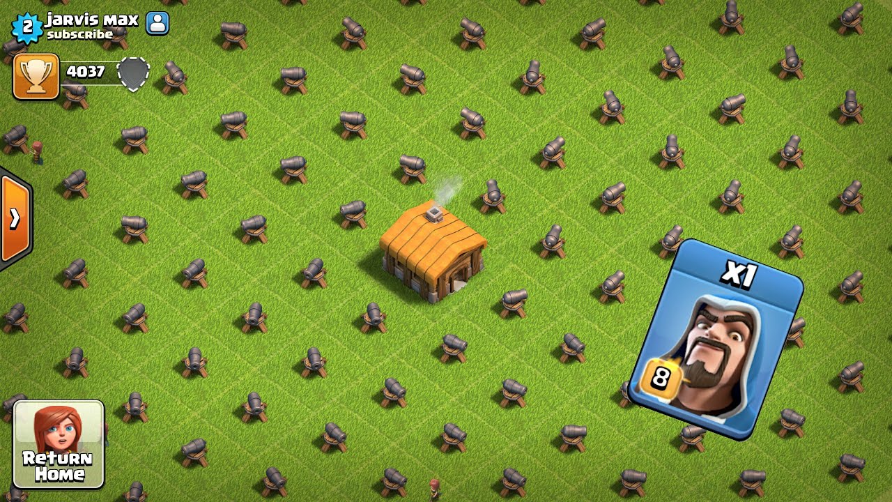 1 Max Wizard + Healers Vs Full Cannon Base Attack