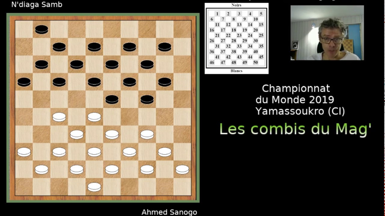 Jeu de Dames - Draughts. Les combinaisons du championnat du monde 2019.