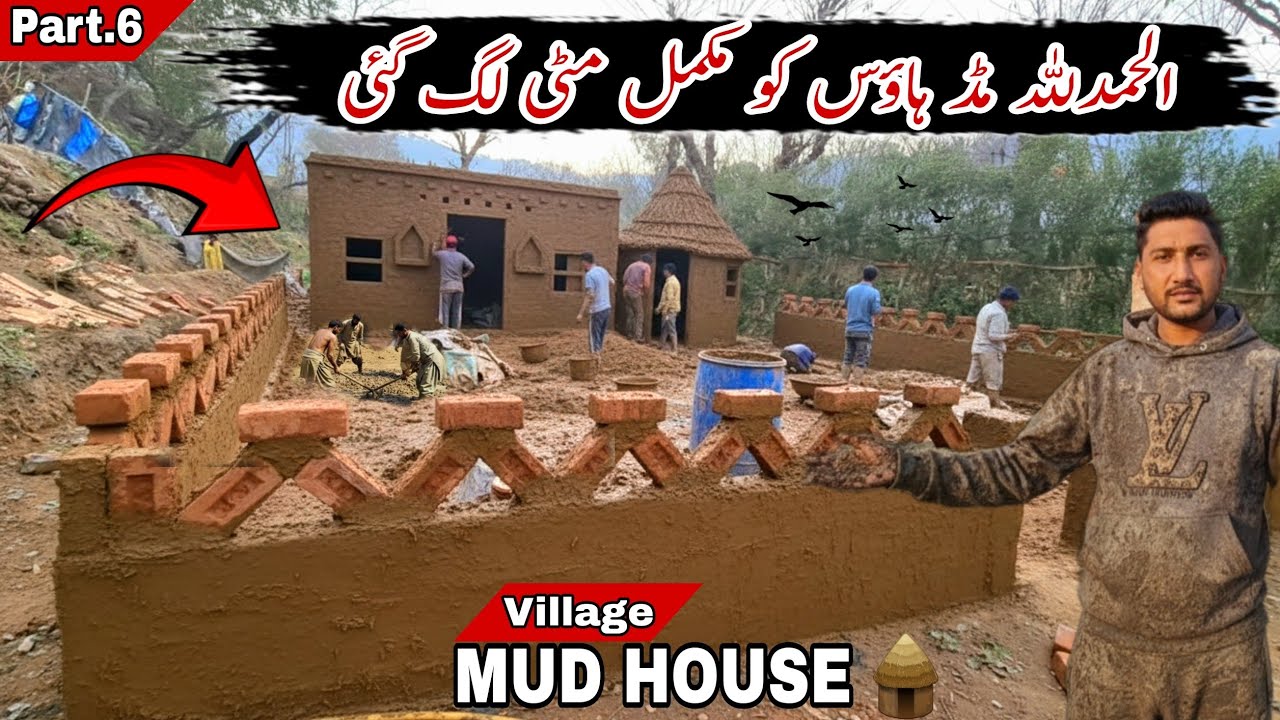 Mud House 🛖  Alhamdulillah, the mud house was completely covered in mud👉Part.6