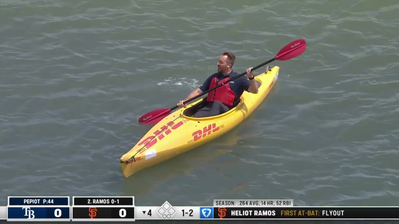 Rays sideline reporter Ryan Bass heads into McCovey Cove