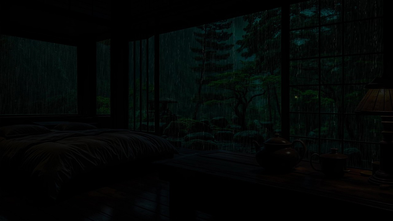 Night Rain Sounds in the Deep Mountains (No Ads) | Dark Bedroom Ambience for Deep Sleep