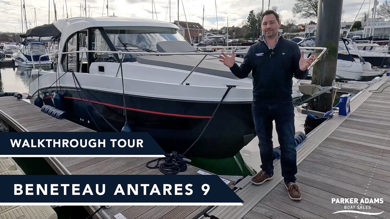 Full Walkthrough Boat Tour Beneteau Antares 9 powered by x2 Mercury 200hp Outboards Cabin Cruiser