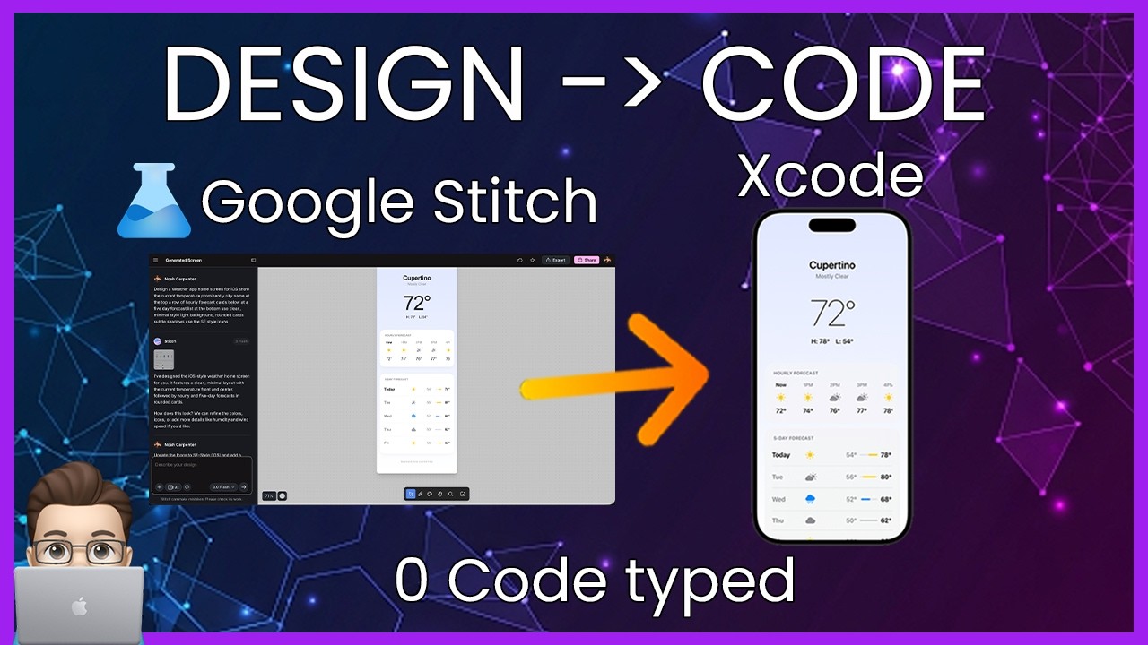 Dałem sztucznej inteligencji projekt mojej aplikacji &mdash; ona zbudowała cały ekran iOS (Stitch + Cla...
