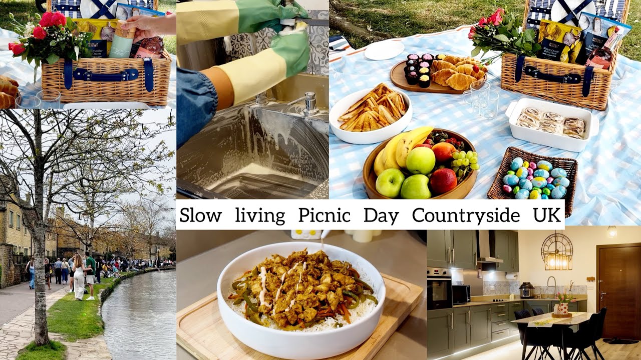Calm Countryside Picnic Day Uk | Simple Daily Life| Cinnamon rolls| Chicken loaded Rice|￼￼Cleaning ￼