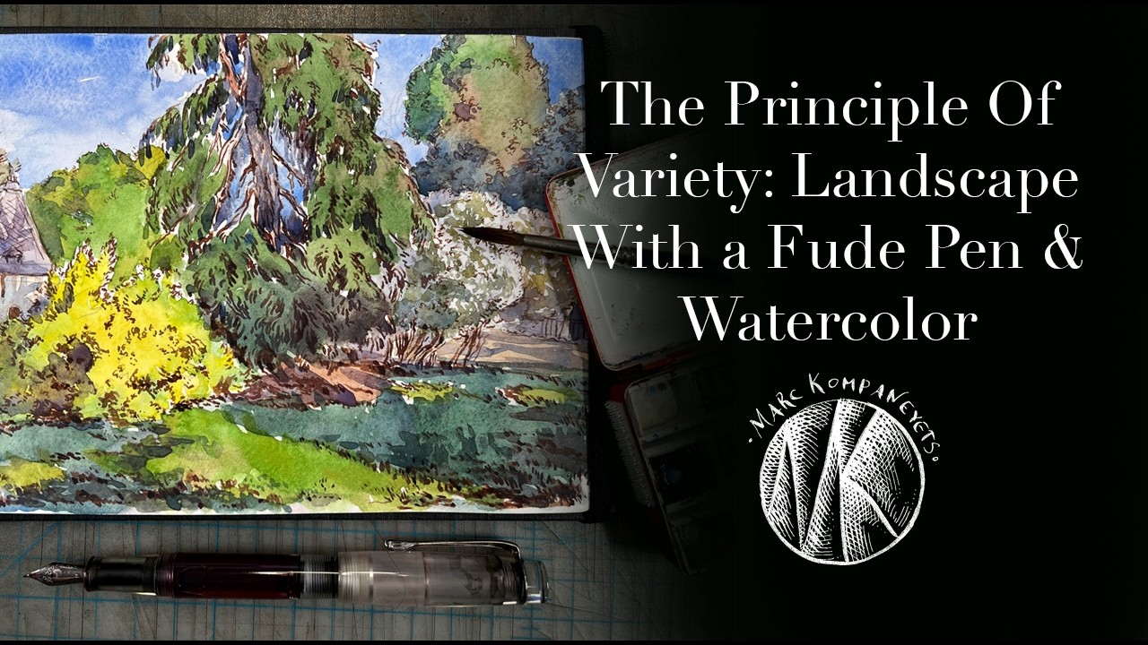 The Principle Of Variety: Landscape With a Fude Pen & Watercolor