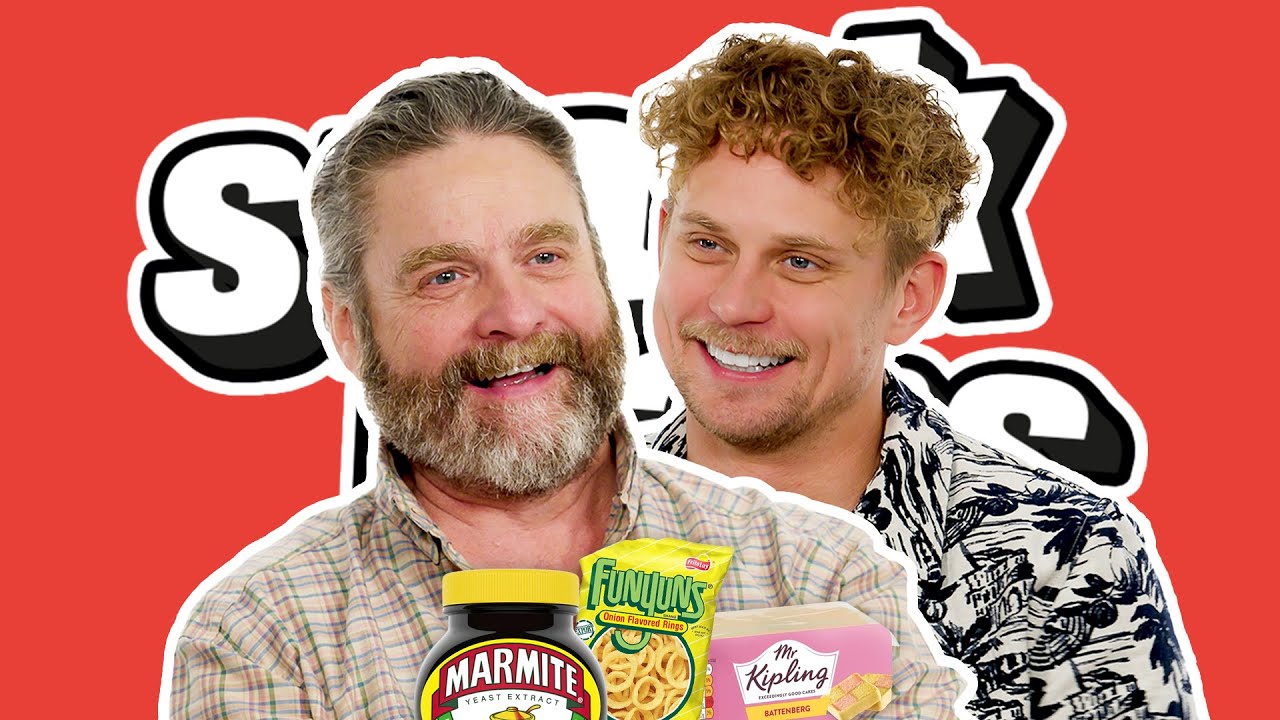 Zach Galifianakis & Billy Magnussen Rate UK & USA Snacks | Snack Wars