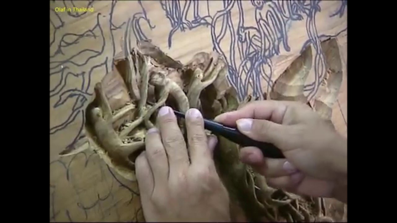 Olaf in Thailand / Episode 79: Kanchanaburi - Holzschnitzerei-Werkstatt / Wood carving workshop