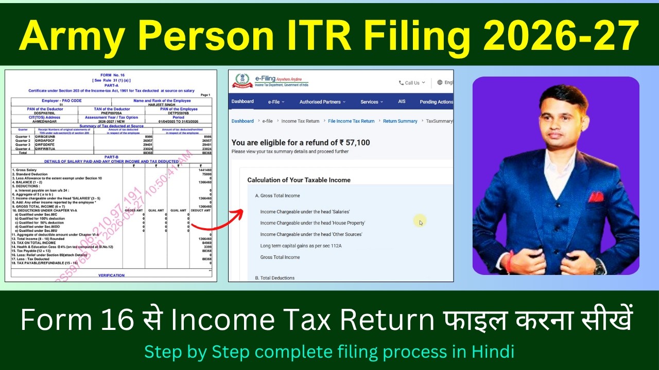 Army Person Income Tax Return 2026-27 | Live Demo with Form 16 for All Defence Personnel