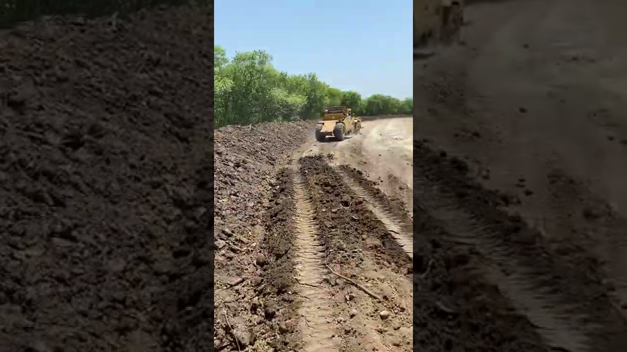 Digging a private lake using Caterpillar 613 scrapers