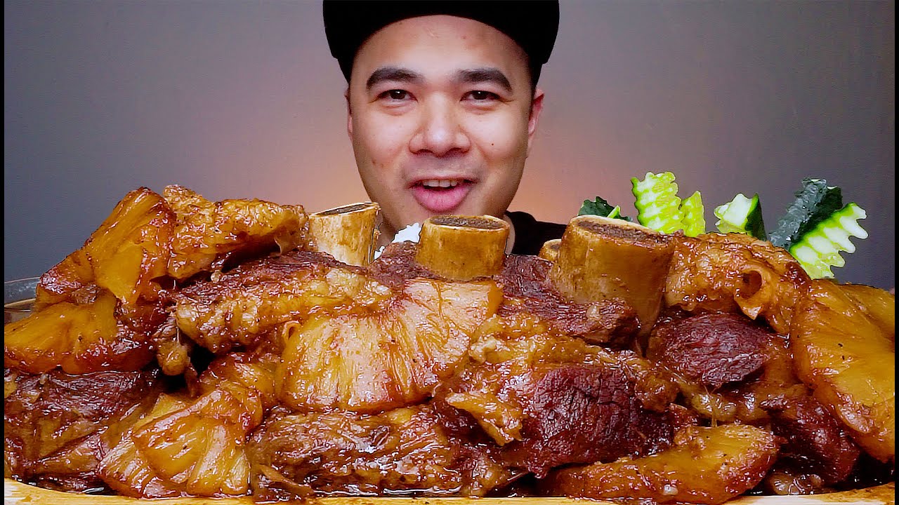 BEEF SHORT RIBS HAMONADO | BEEF WITH SWEET PINEAPPLE | MUKBANG ASMR | ALFIE EATS
