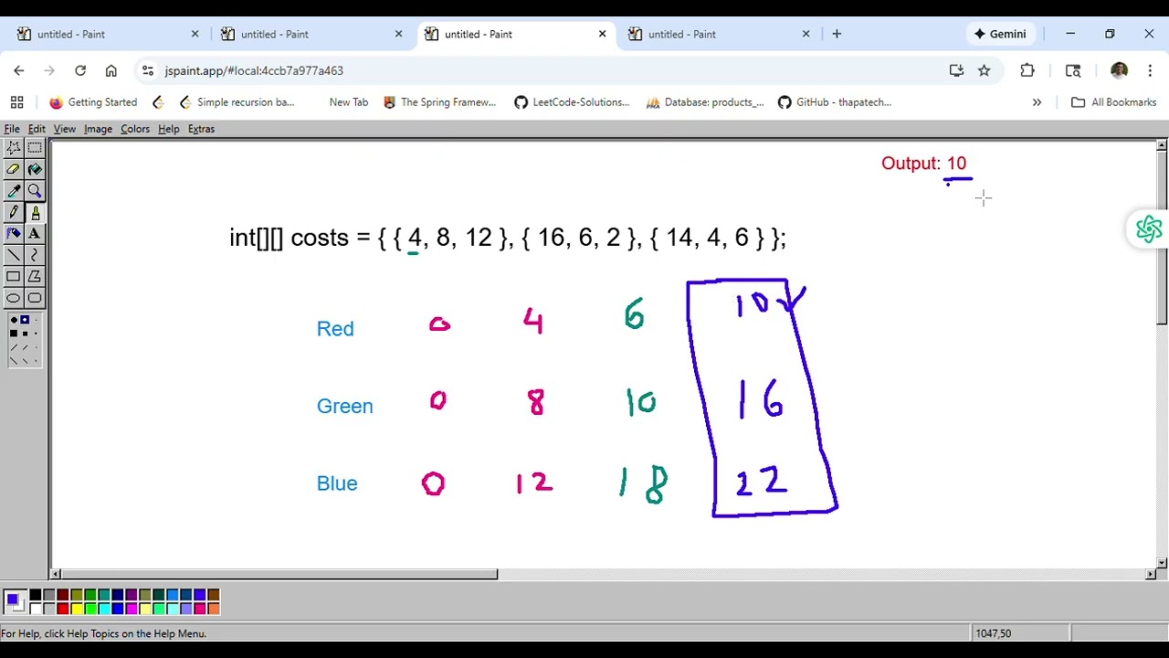 Leetcode 256  Paint House -  Very Good Google Question -  Logic Explained In Hindi