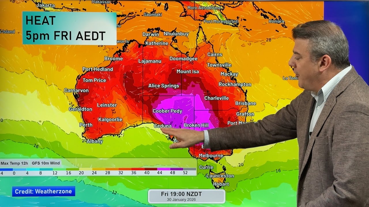 Oz: Tracking extreme heat, a Sunday colder change and wet weather next week
