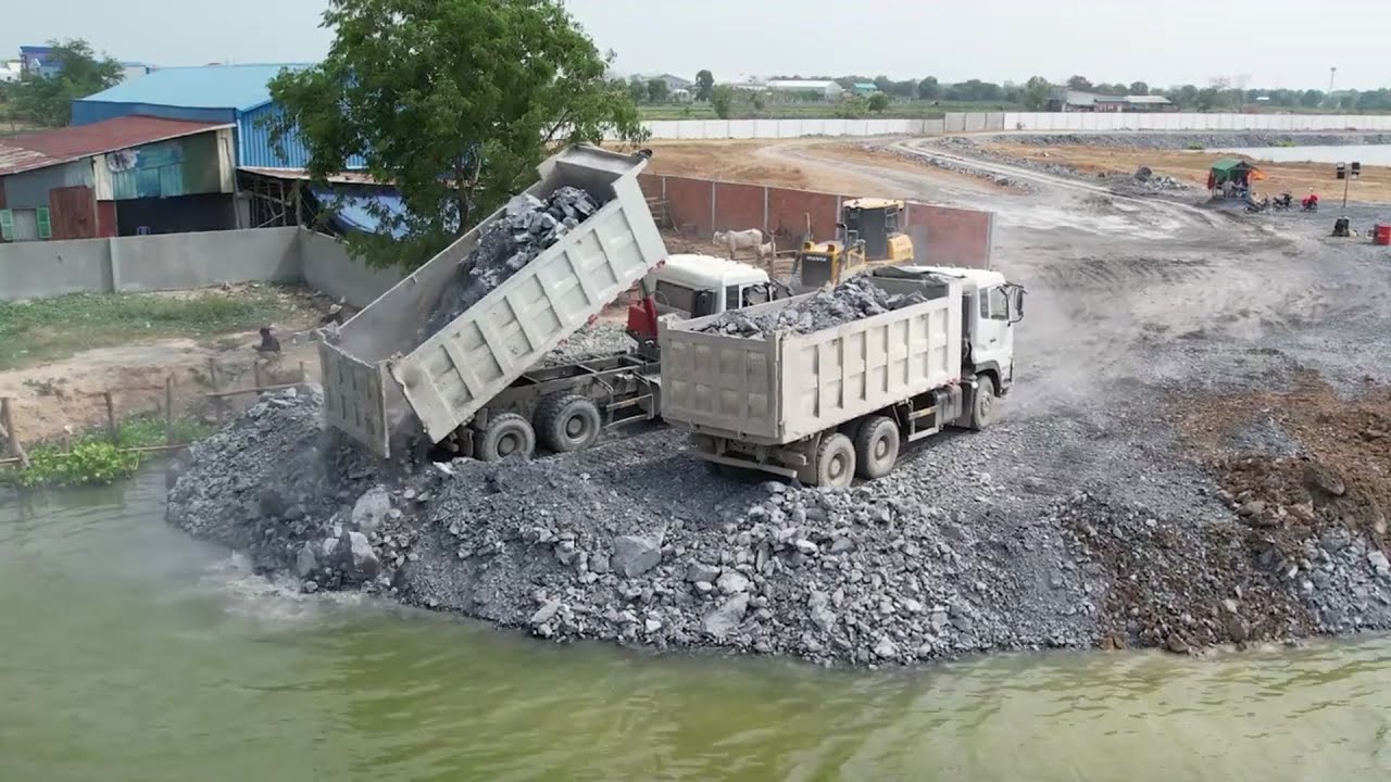 Massive Project!! Bulldozer vs 10Wheel Dump Truck Which is FASTER at Filling a Lake