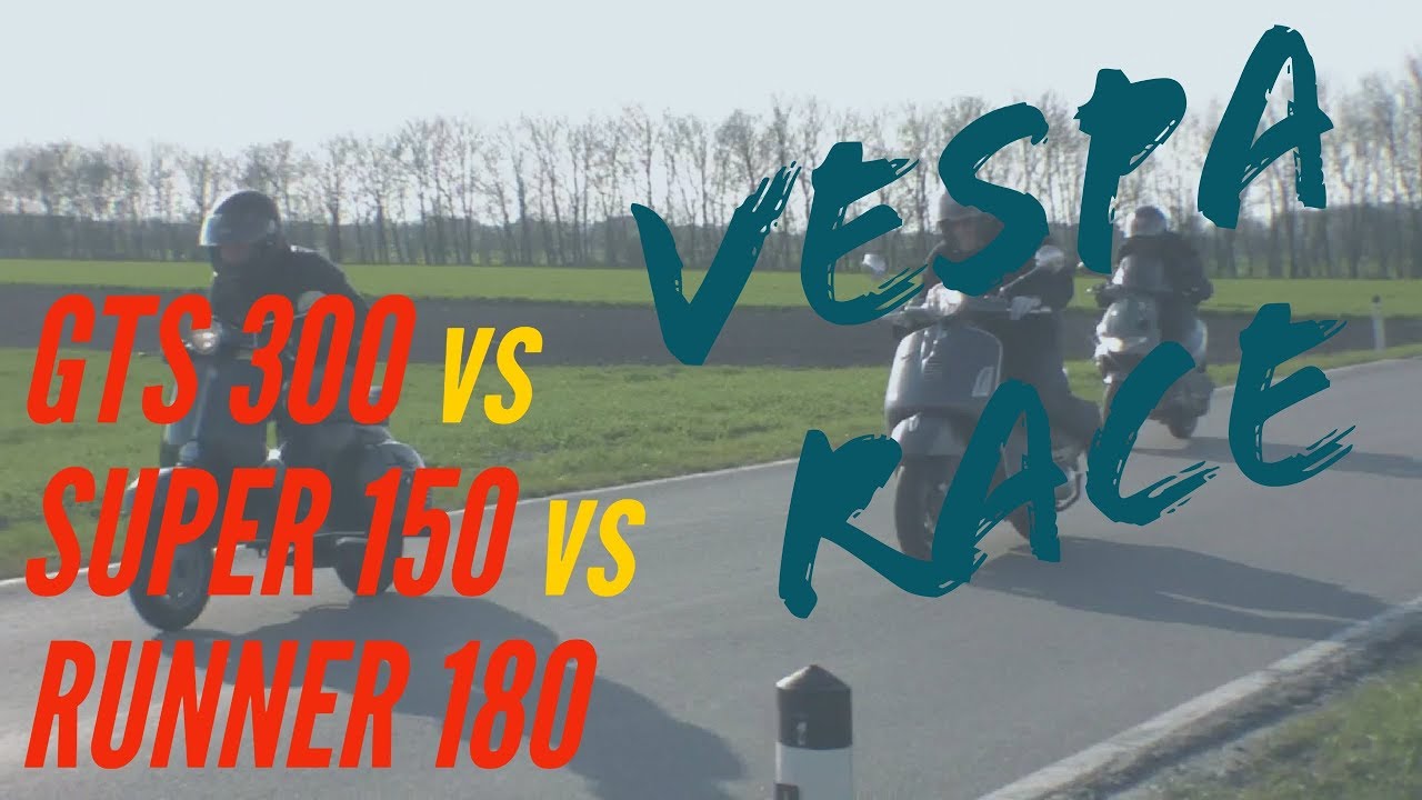 RACE vespa GTS 300 vs vespa POLINI 177 vs RUNNER 180 / AUTOMATIC vs HAND GEAR SHIFT scooters