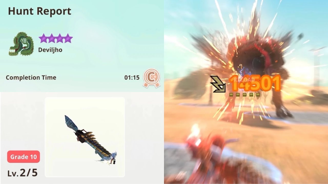 9-star Deviljho vs 10.2 Zinogre LBG #monsterhunternow (Light Bowgun)