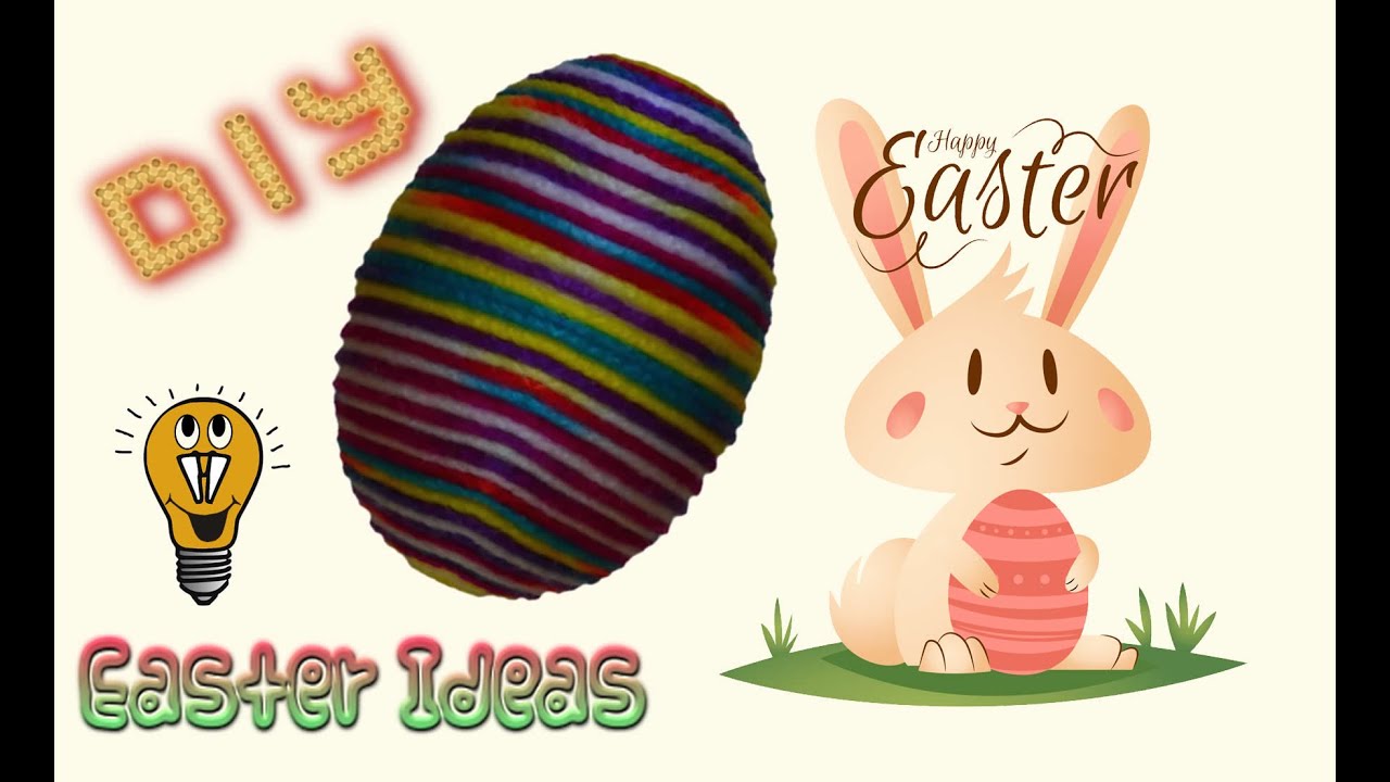 DIY TUTORIALS: Ideas for Easter Egg Styrofoam covered with multicolored wool.