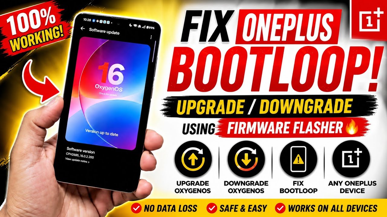 Fix OnePlus Bootloop & Downgrade/Upgrade using firmware flasher🔥