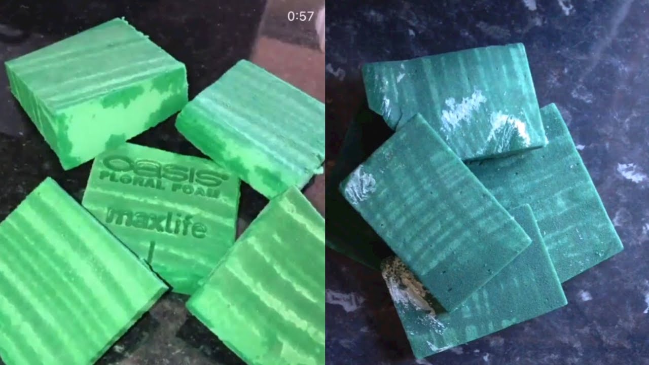 Frozen Floral Foam | crushing,crunchy ASMR - edited (two speeds)
