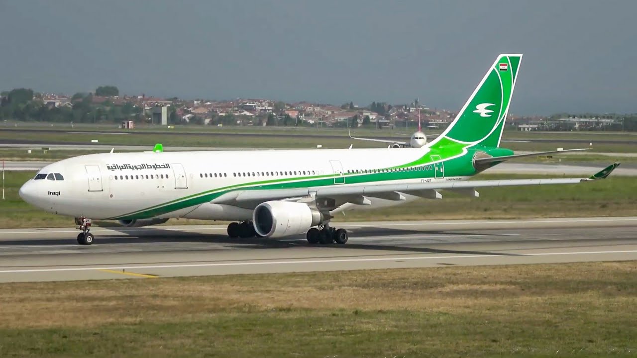 (4K) Rare Iraqi airways A330 landing, taxi, and take off at Istanbul Atatürk airport