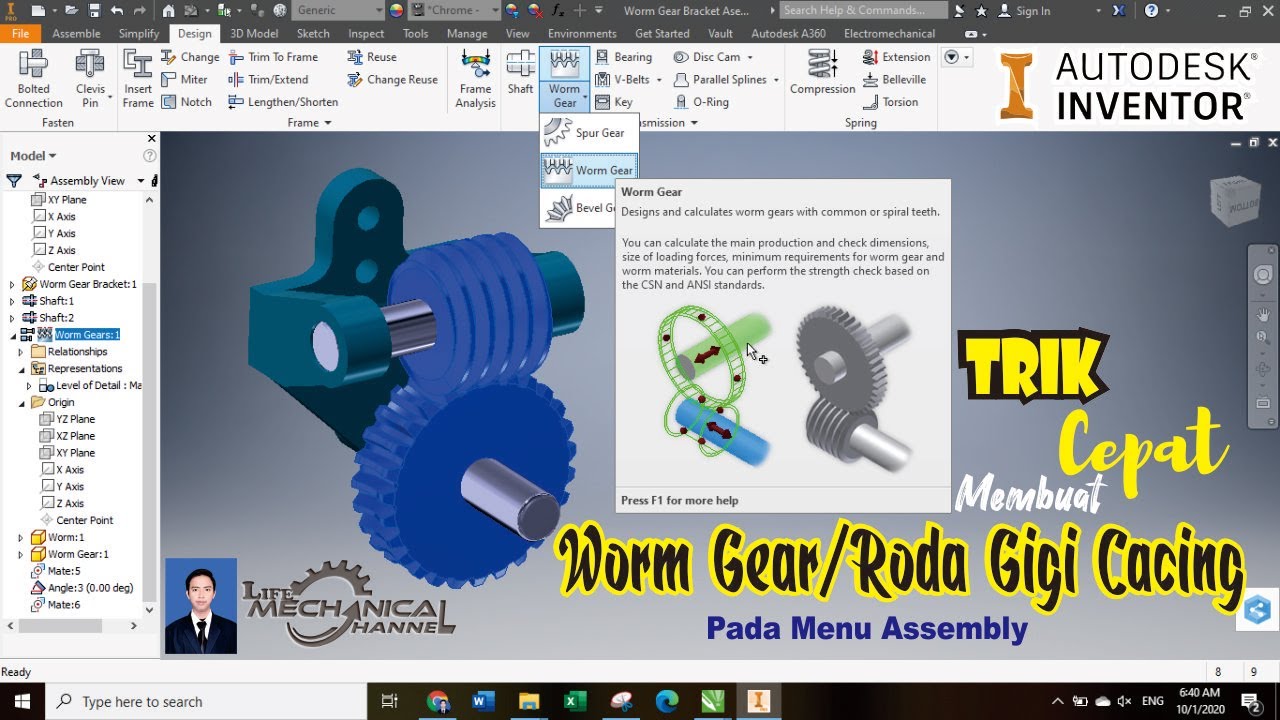 Trik Cepat Membuat Worm Gear / Roda Gigi Cacing