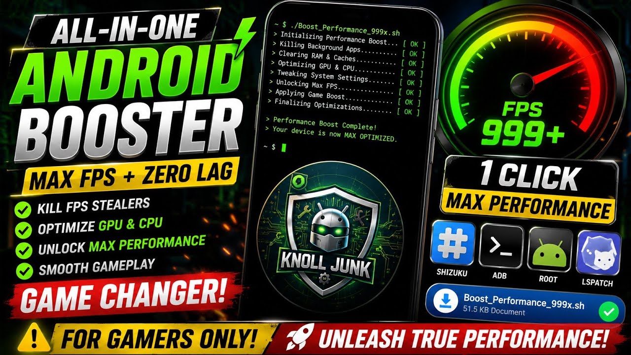 🔥 Android Performance Booster Script 🚀 | Shizuku & Root | 999X FPS, Zero Lag & Gaming Boost!