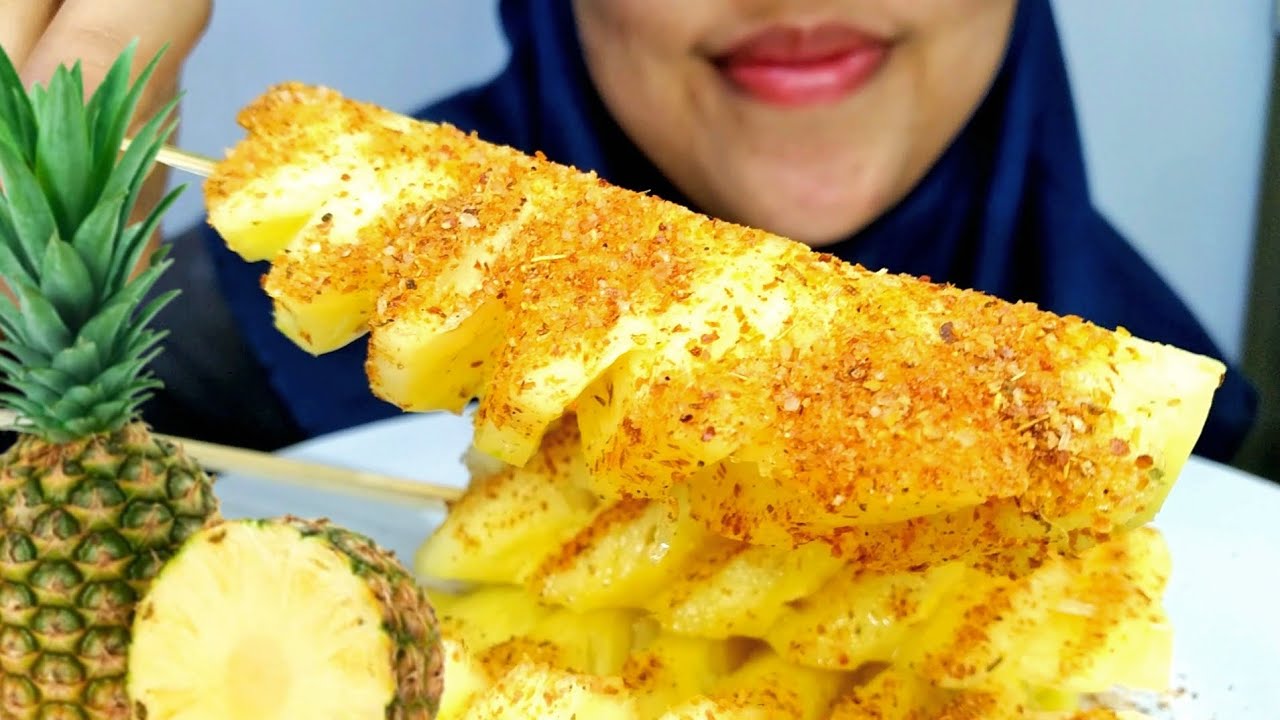 bukan MUKBANG ASMR NANAS SEGAR DAN TABURAN CABE GARAM