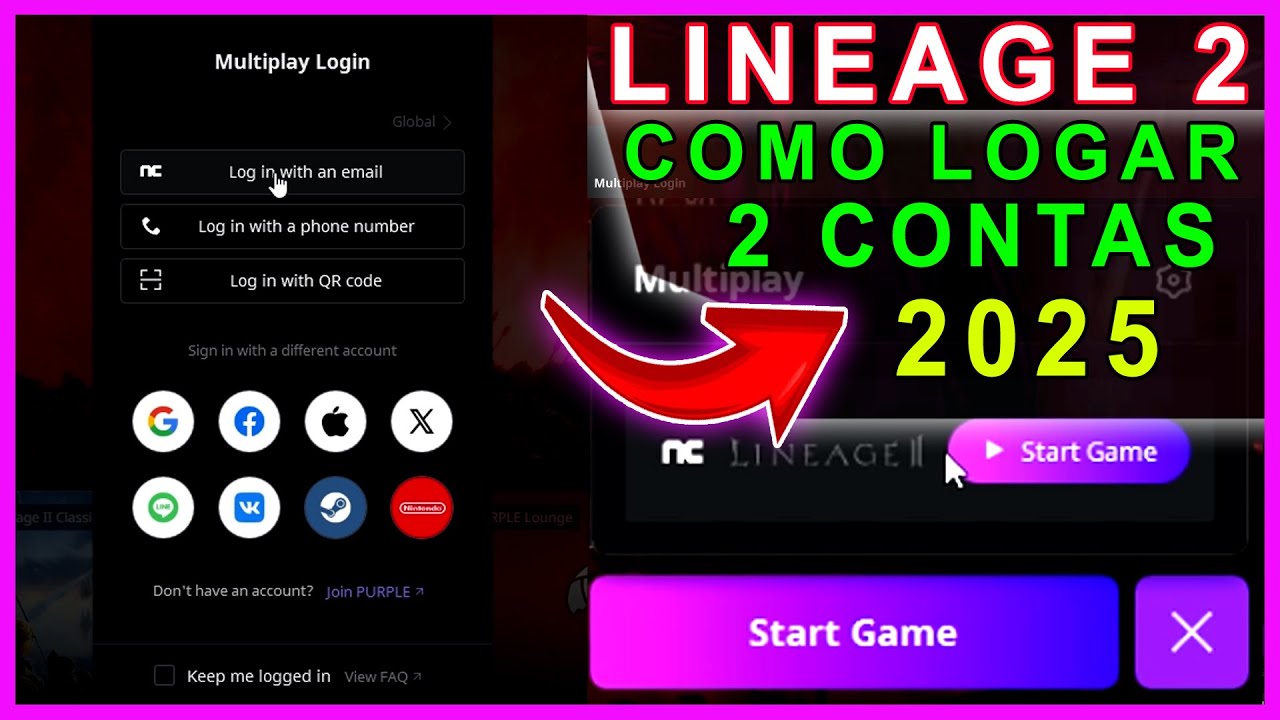 Lineage 2 - Como Logar 2 Contas ou Mais Usando o PURPLE | Multi Account - Multiplay Login