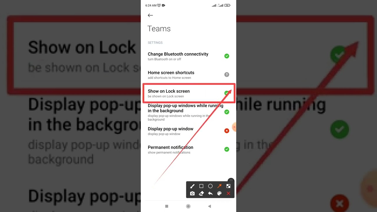 How to fix teams apps show on lock screen setting