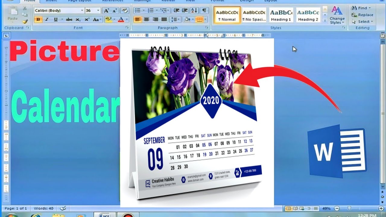 Create a Picture Calendar in Ms Word | Ms word tutorial in Hindi