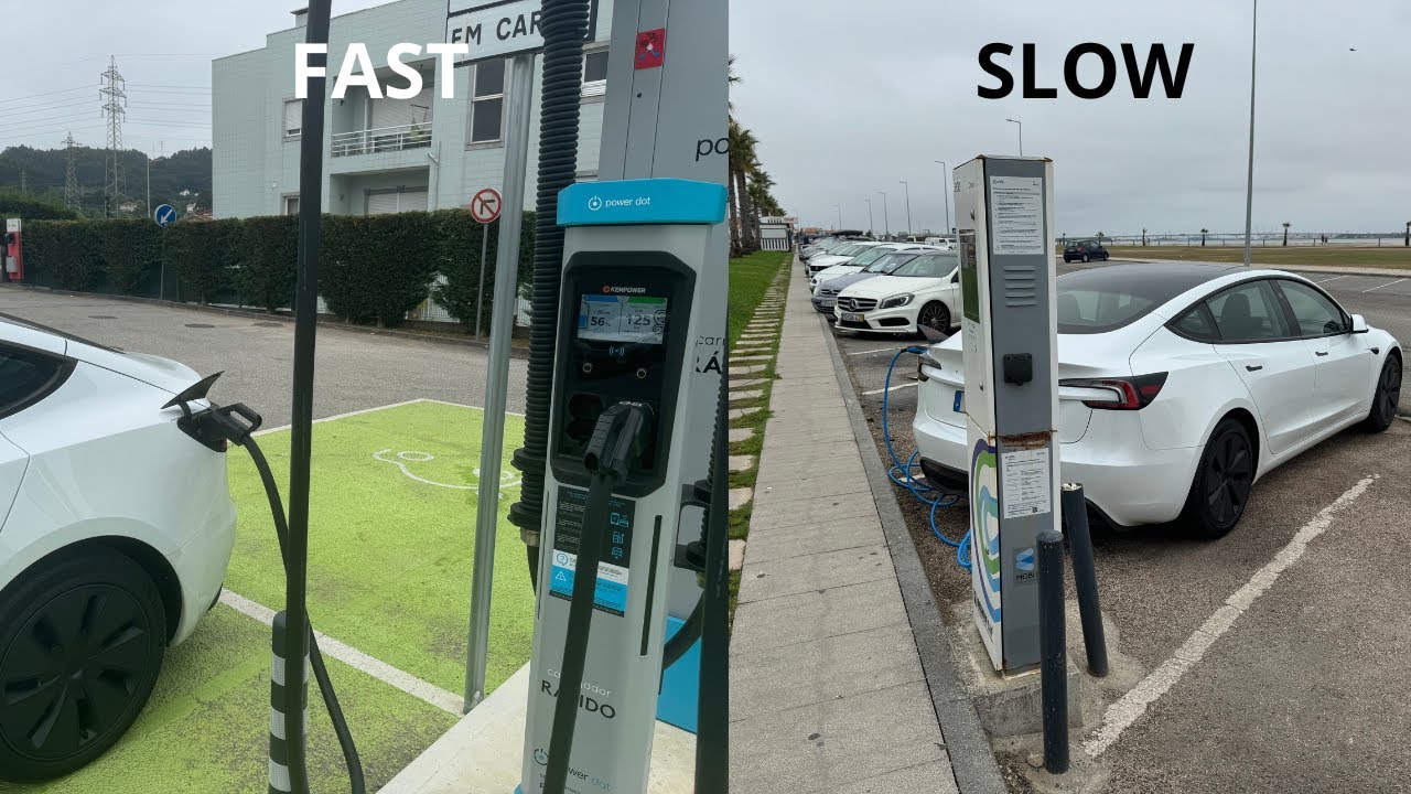 CARREGUEI meu Tesla Model 3 num posto lento e num posto rápido! Resultado SURPREENDENTE!