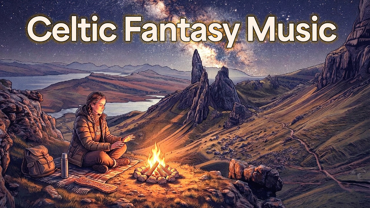 Celtic Campfire Night in the Mountains | Relaxing Celtic Music with a Woman Camping 【作業用BGM】