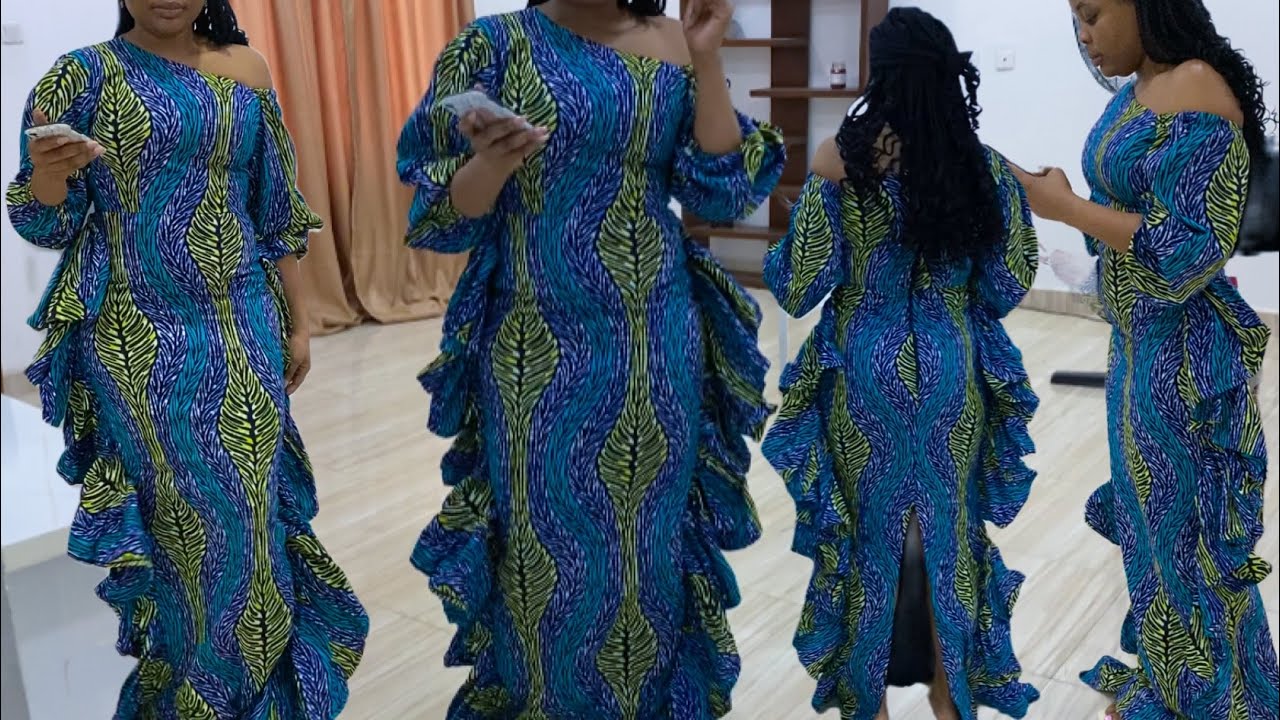 How To Cut ✂️ and Sew 🧵 This Dress 👗 With Side Ruffles And Trendy Asymmetrical Neckline
